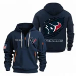 Casual Sports Hoodie Half Zipper, Modern Logo Detail Printing NFL700 - Navy