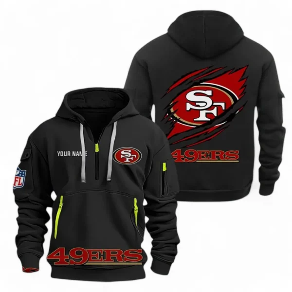 Urban Streetwear Hoodie, Half-Zip with Exclusive Logo NFL700 - Black