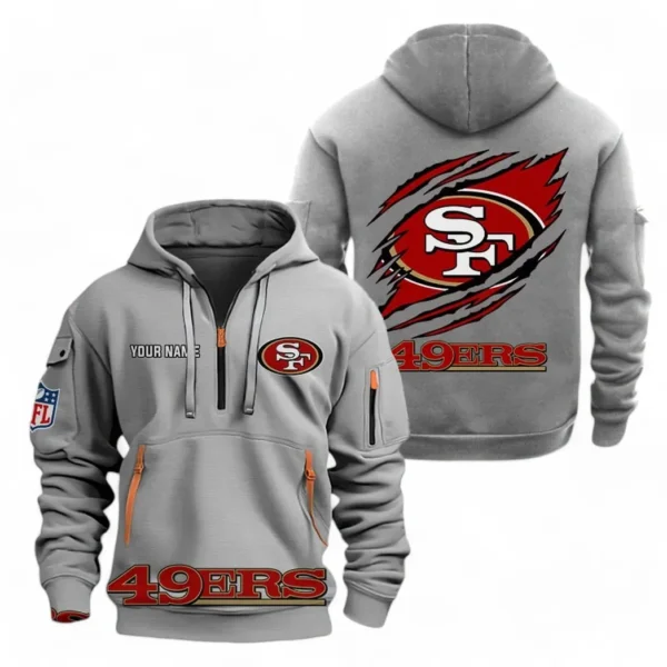 Performance Hoodie Half Zipper, Fan Edition Logo NFL700 - Gray
