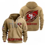 Everyday Hoodie Half Zipper, Athletic-Inspired Logo NFL700 - Khaki