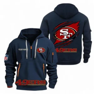 Outdoor Half-Zip Hoodie, Team Spirit Logo Design NFL700 - Navy