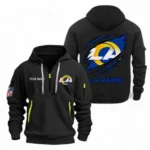 Lightweight Sports Hoodie Half Zipper, Unique Logo Print NFL700 - Black
