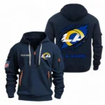 Fan Gift Hoodie Half Zipper, Sports-Inspired Logo Design NFL700 - Navy