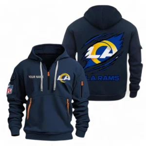 Fan Gift Hoodie Half Zipper, Sports-Inspired Logo Design NFL700 - Navy