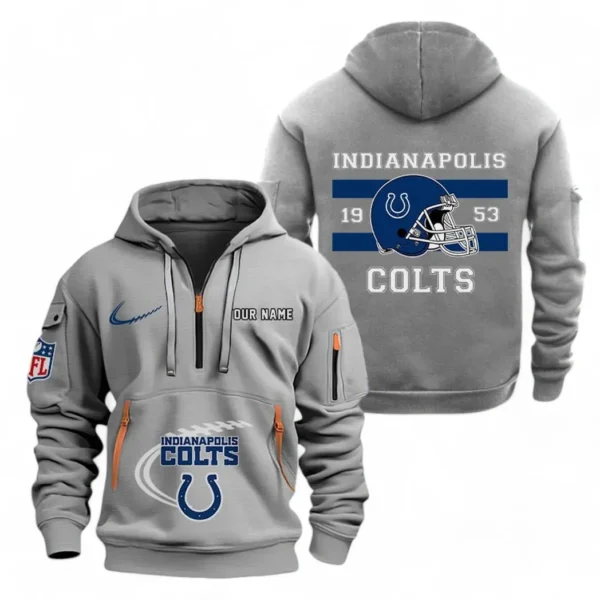 Fan Gift Hoodie Half Zipper, Sports-Inspired Logo Design NFL780 - Gray