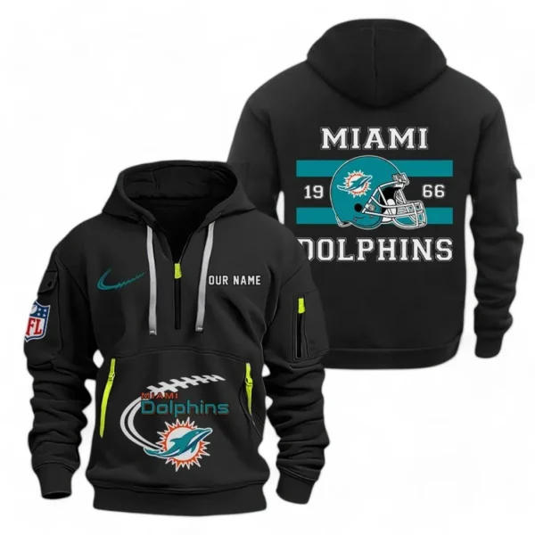 Urban Streetwear Hoodie, Half-Zip with Exclusive Logo NFL780 - Black