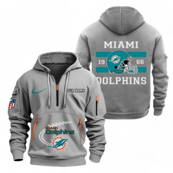 Performance Hoodie Half Zipper, Fan Edition Logo NFL780 - Gray