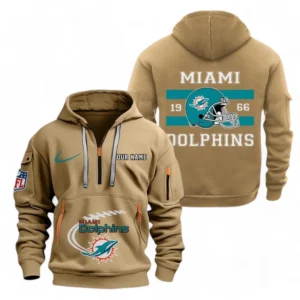 Everyday Hoodie Half Zipper, Athletic-Inspired Logo NFL780 - Khaki