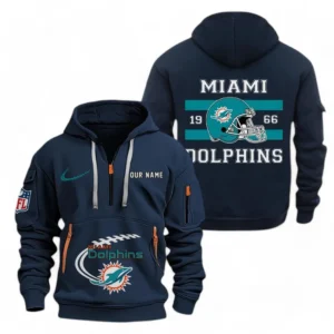 Outdoor Half-Zip Hoodie, Team Spirit Logo Design NFL780 - Navy