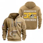 Urban Streetwear Hoodie, Half-Zip with Exclusive Logo NFL780 - Khaki