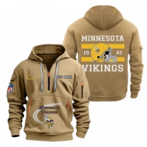 Urban Streetwear Hoodie, Half-Zip with Exclusive Logo NFL780 - Khaki