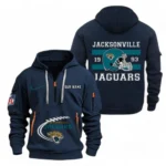 Street-Style Hoodie Half Zipper, Modern Sports Logo NFL780 - Navy