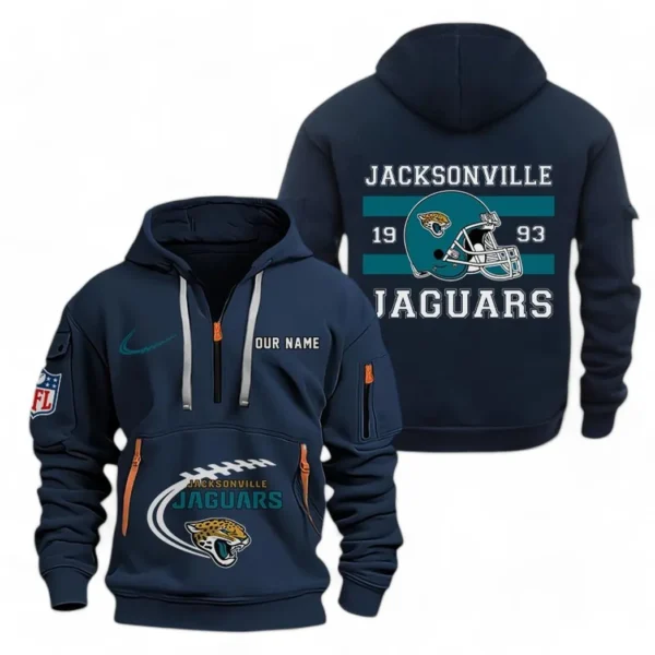 Street-Style Hoodie Half Zipper, Modern Sports Logo NFL780 - Navy