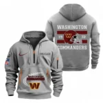 Fan Gift Hoodie Half Zipper, Sports-Inspired Logo Design NFL780 - Gray