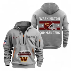Fan Gift Hoodie Half Zipper, Sports-Inspired Logo Design NFL780 - Gray