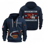 Casual Sports Hoodie Half Zipper, Modern Logo Detail Printing NFL780 - Navy