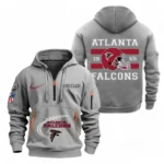 Street-Style Hoodie Half Zipper, Modern Sports Logo NFL780 - Gray