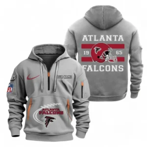 Street-Style Hoodie Half Zipper, Modern Sports Logo NFL780 - Gray