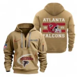 Training Hoodie Half Zipper, Fan-Friendly Logo Design NFL780 - Khaki