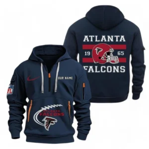 Fan Gift Hoodie Half Zipper, Sports-Inspired Logo Design NFL780 - Navy