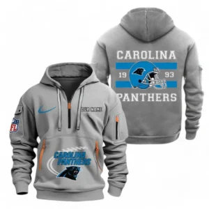 Casual Sports Hoodie Half Zipper, Modern Logo Detail Printing NFL780 - Gray