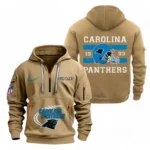 Urban Streetwear Hoodie, Half-Zip with Exclusive Logo NFL780 - Khaki