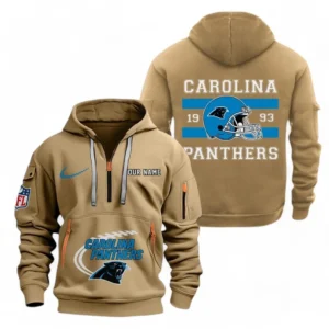 Urban Streetwear Hoodie, Half-Zip with Exclusive Logo NFL780 - Khaki