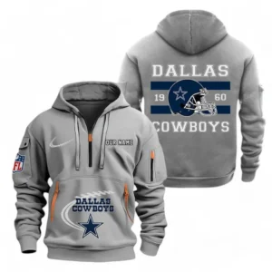 Outdoor Half-Zip Hoodie, Team Spirit Logo Design NFL780 - Gray