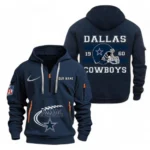 Street-Style Hoodie Half Zipper, Modern Sports Logo NFL780 - Navy