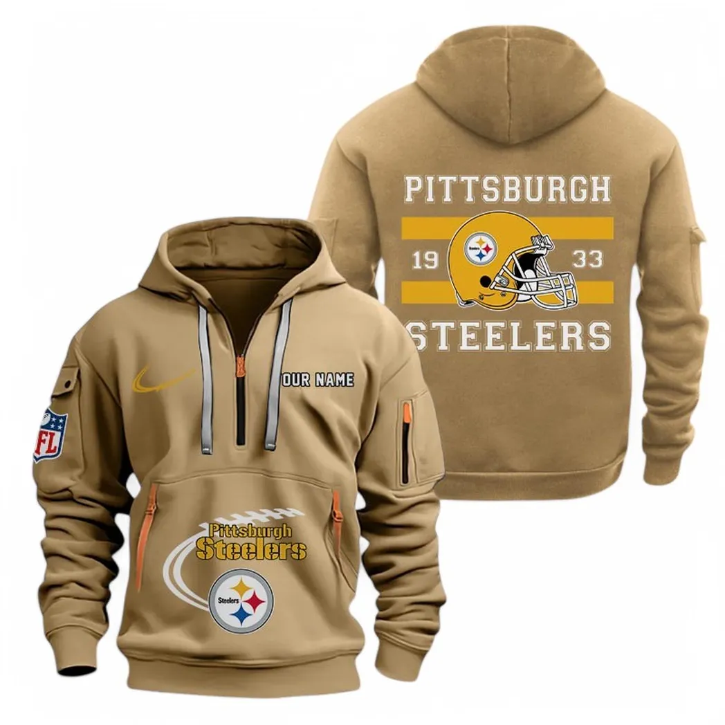 Training Hoodie Half Zipper, Fan-Friendly Logo Design NFL780 - Khaki