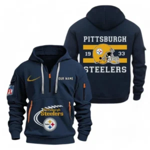 Fan Gift Hoodie Half Zipper, Sports-Inspired Logo Design NFL780 - Navy