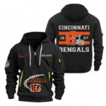 Urban Streetwear Hoodie, Half-Zip with Exclusive Logo NFL780 - Black