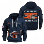Outdoor Half-Zip Hoodie, Team Spirit Logo Design NFL780 - Navy