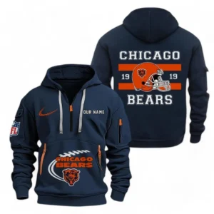 Fan Gift Hoodie Half Zipper, Sports-Inspired Logo Design NFL780 - Navy
