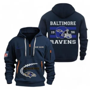 Performance Hoodie Half Zipper, Fan Edition Logo NFL780 - Navy
