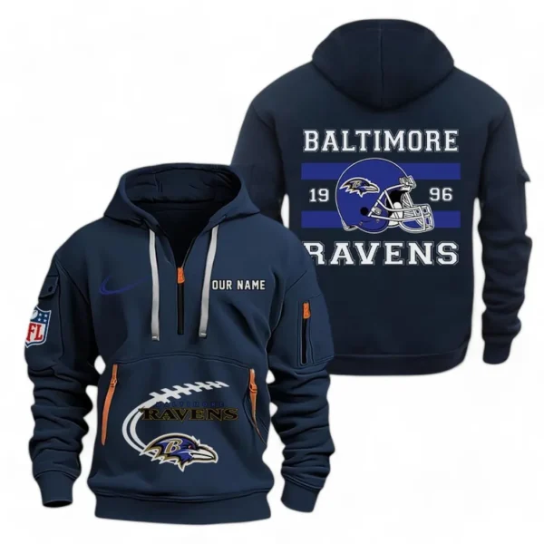 Performance Hoodie Half Zipper, Fan Edition Logo NFL780 - Navy