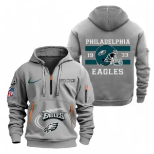 Outdoor Half-Zip Hoodie, Team Spirit Logo Design NFL780 - Gray