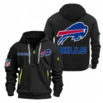 Training Hoodie Half Zipper, Fan-Friendly Logo Design NFL910 - Black