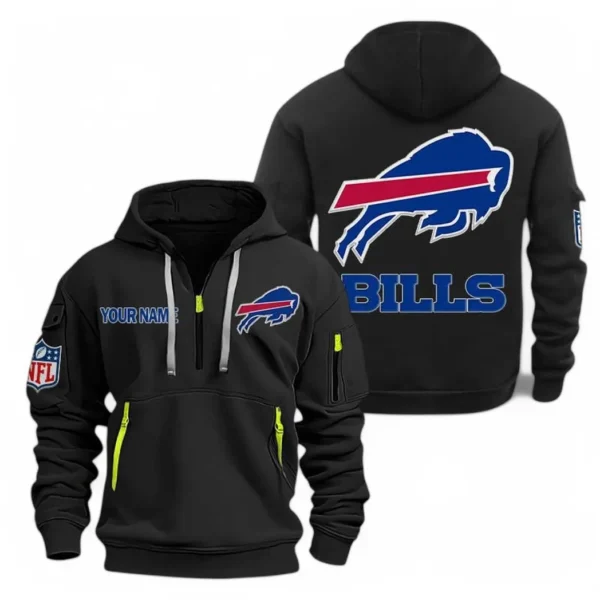 Training Hoodie Half Zipper, Fan-Friendly Logo Design NFL910 - Black
