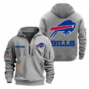 Fan Gift Hoodie Half Zipper, Sports-Inspired Logo Design NFL910 - Gray