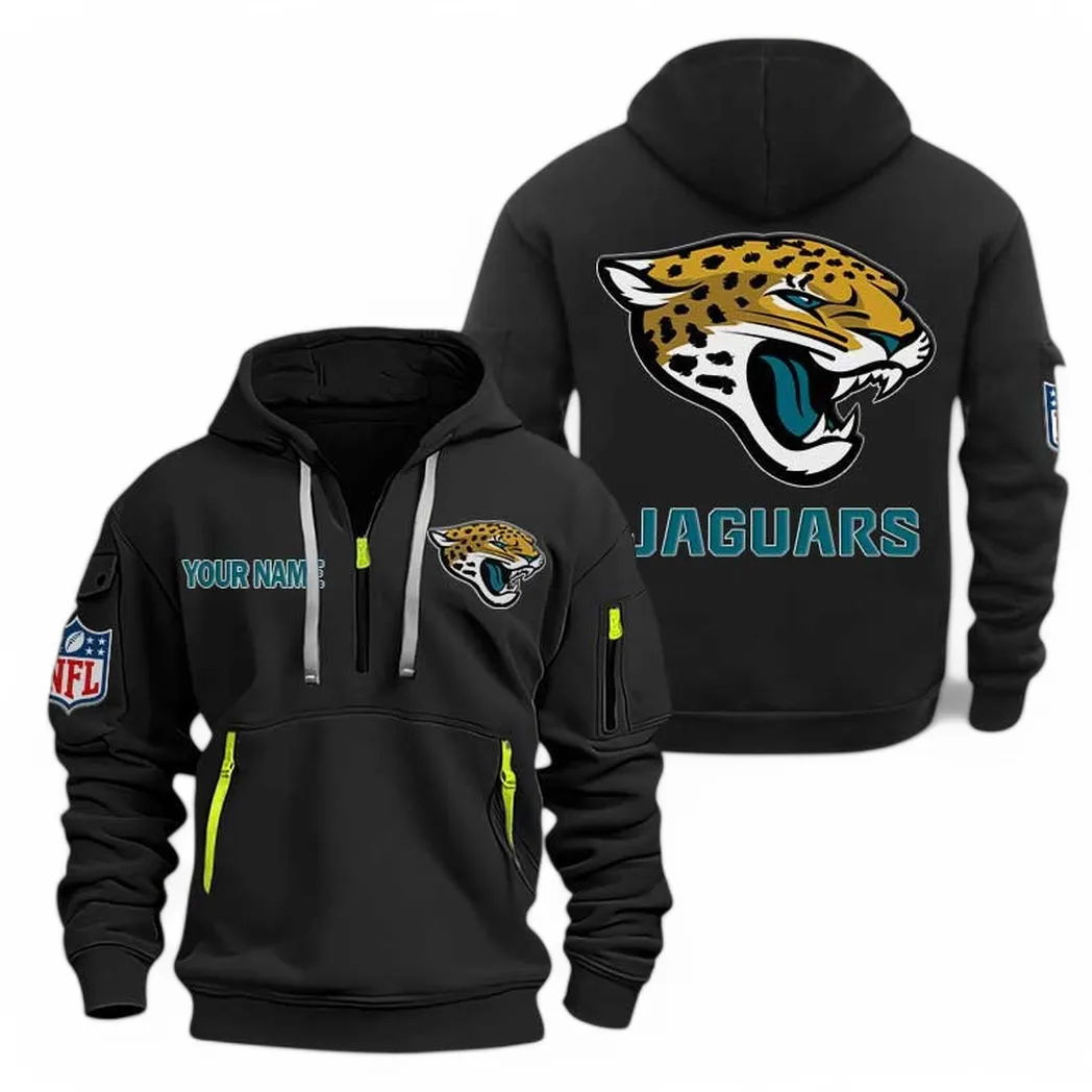 Lightweight Sports Hoodie Half Zipper, Unique Logo Print NFL910 - Black