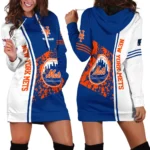 Timeless Fan Tradition Hoodie Dress, Essential Women's Hoodie Dress For Baseball Fans PTHDD000MLB092025NYM