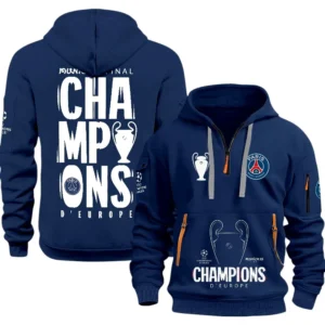 Everyday Hoodie Half Zipper, Athletic-Inspired Logo PSG970 - Navy
