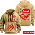 Performance Hoodie Half Zipper, Fan Edition Logo SPO012 - Khaki