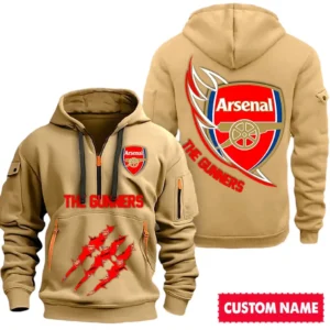Performance Hoodie Half Zipper, Fan Edition Logo SPO012 - Khaki