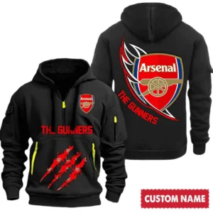 Casual Sports Hoodie Half Zipper, Modern Logo Detail Printing SPO012 - Black