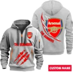 Everyday Hoodie Half Zipper, Athletic-Inspired Logo SPO012 - Gray