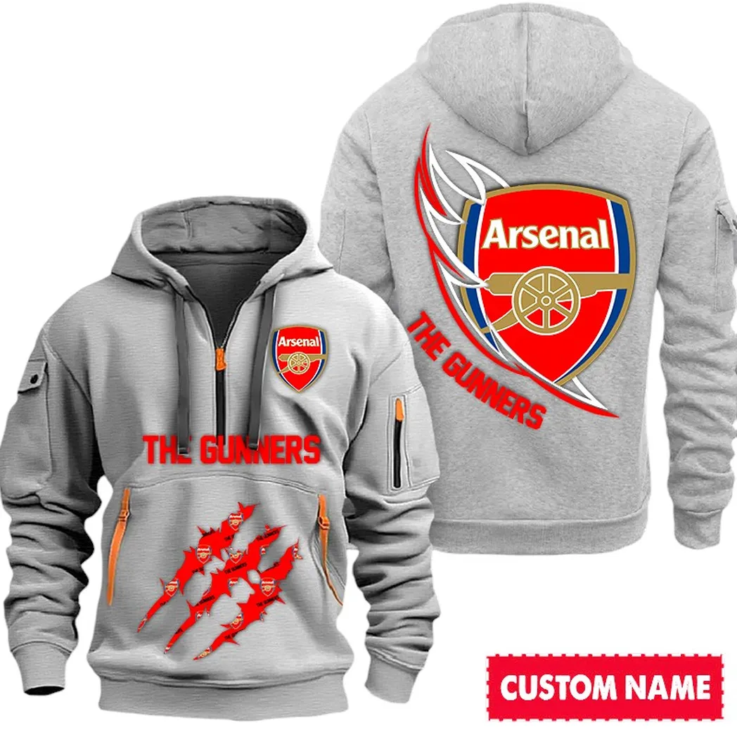 Everyday Hoodie Half Zipper, Athletic-Inspired Logo SPO012 - Gray