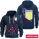Lightweight Sports Hoodie Half Zipper, Unique Logo Print SPO012 - Navy