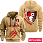 Casual Sports Hoodie Half Zipper, Modern Logo Detail Printing SPO012 - Khaki